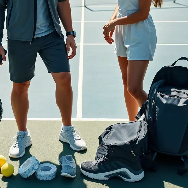 padel equipment list showcased by a male and female player on the court